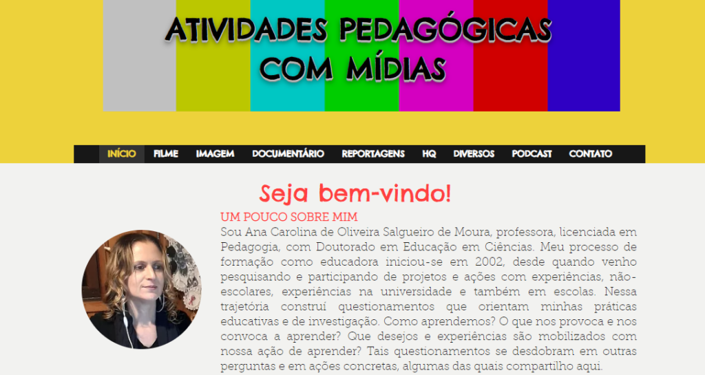 Imagem do site Atividades Pedagógicas com Mídias