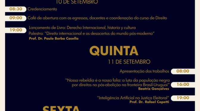 Programação da II Jornada Internacional Jurídica!